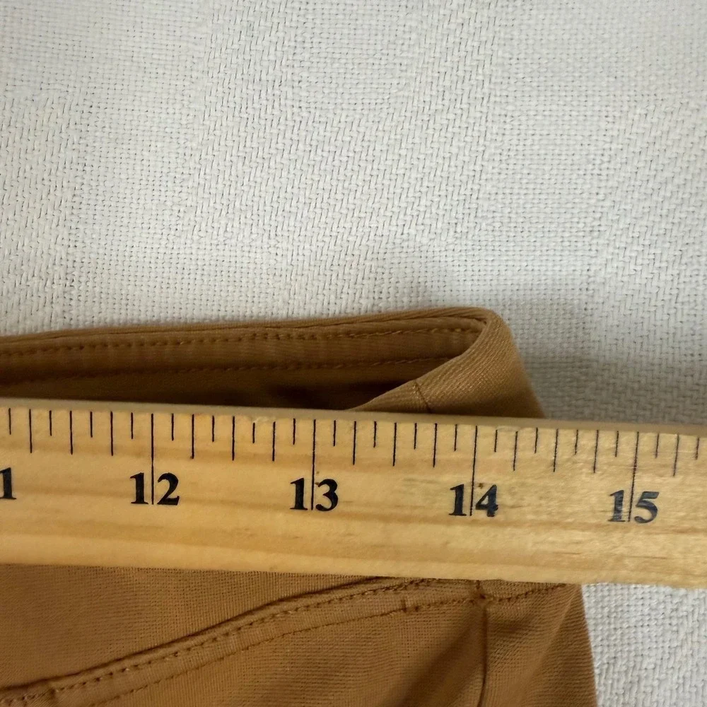Zac & Rachel Womens Camel Brown Pintuck Seam Pull On Slim Leg Pants Size M